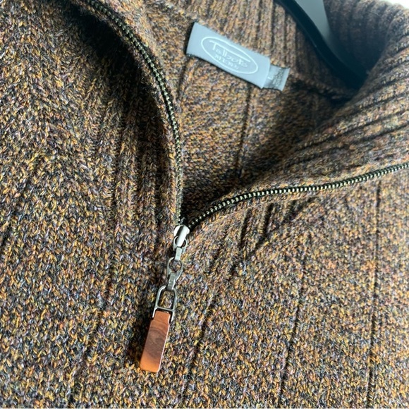 Men’s Talbots Merino Wool Blend Brown Zip Sweater - Picture 6 of 10